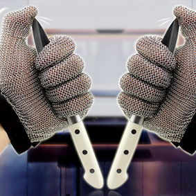 Metal Mesh Gloves for five fingers full hand protection with size XXS, XS, S, M, L, XL