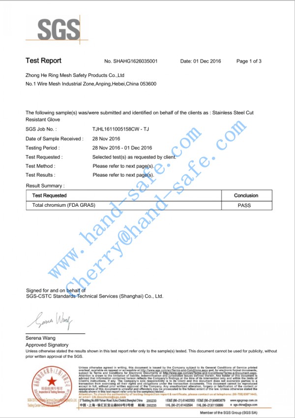 Celebrate our ring mesh cut resistant glove have obtained the FDA certificate