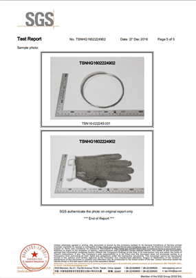 Our ring mesh gloves for hand protection has been approved by LFGB certificate