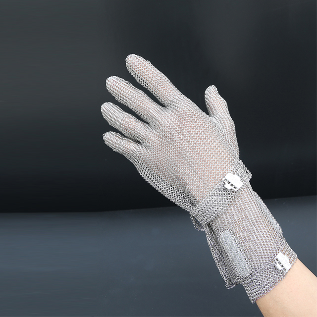 1201-Five Finger Wrist Ring Mesh Glove With Extended Hook Cuff