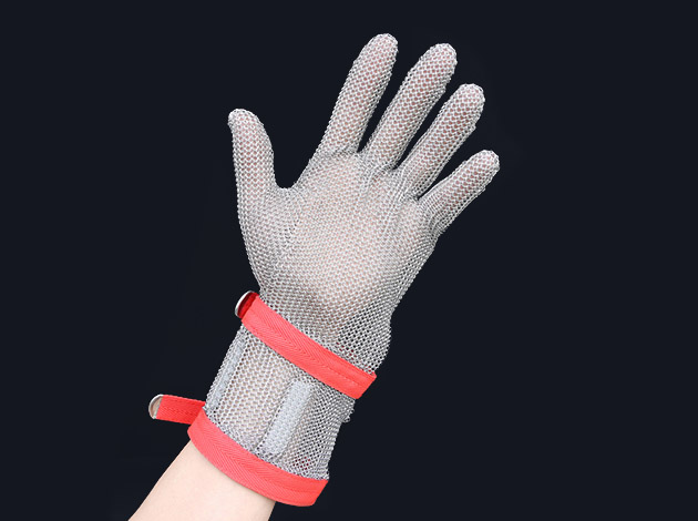 1101-Five Finger Wrist Ring Mesh Glove With Extended Textile Cuff