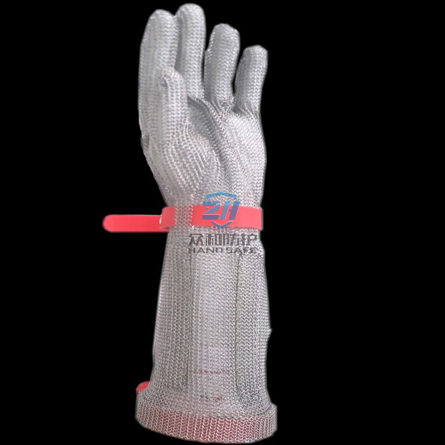 Stainless steel metal mesh gloves with extended cuff, EVA strap, XXS, XS, S, M, L, XL six size