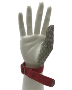 One Finger Ring Mesh Stainless Steel Glove with Textile Strap 