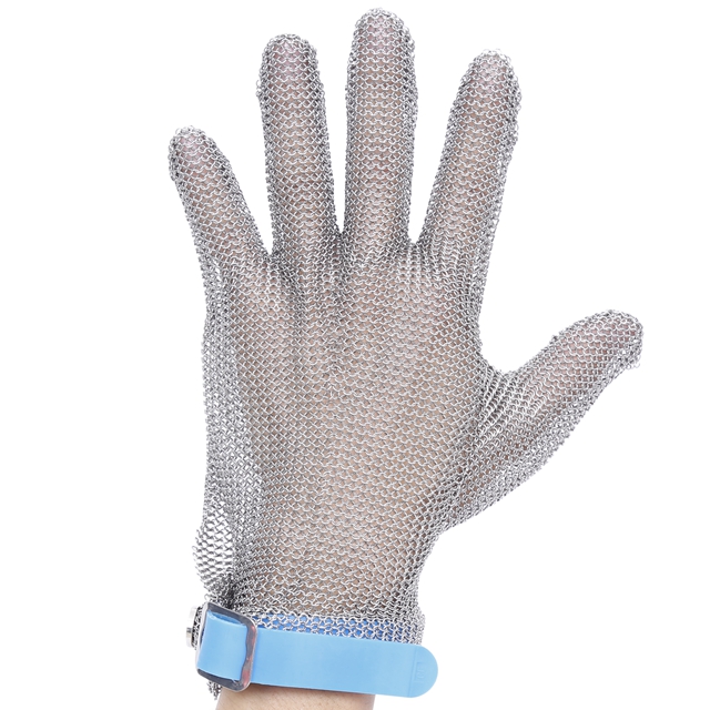Plastic strap Five finger mesh glove